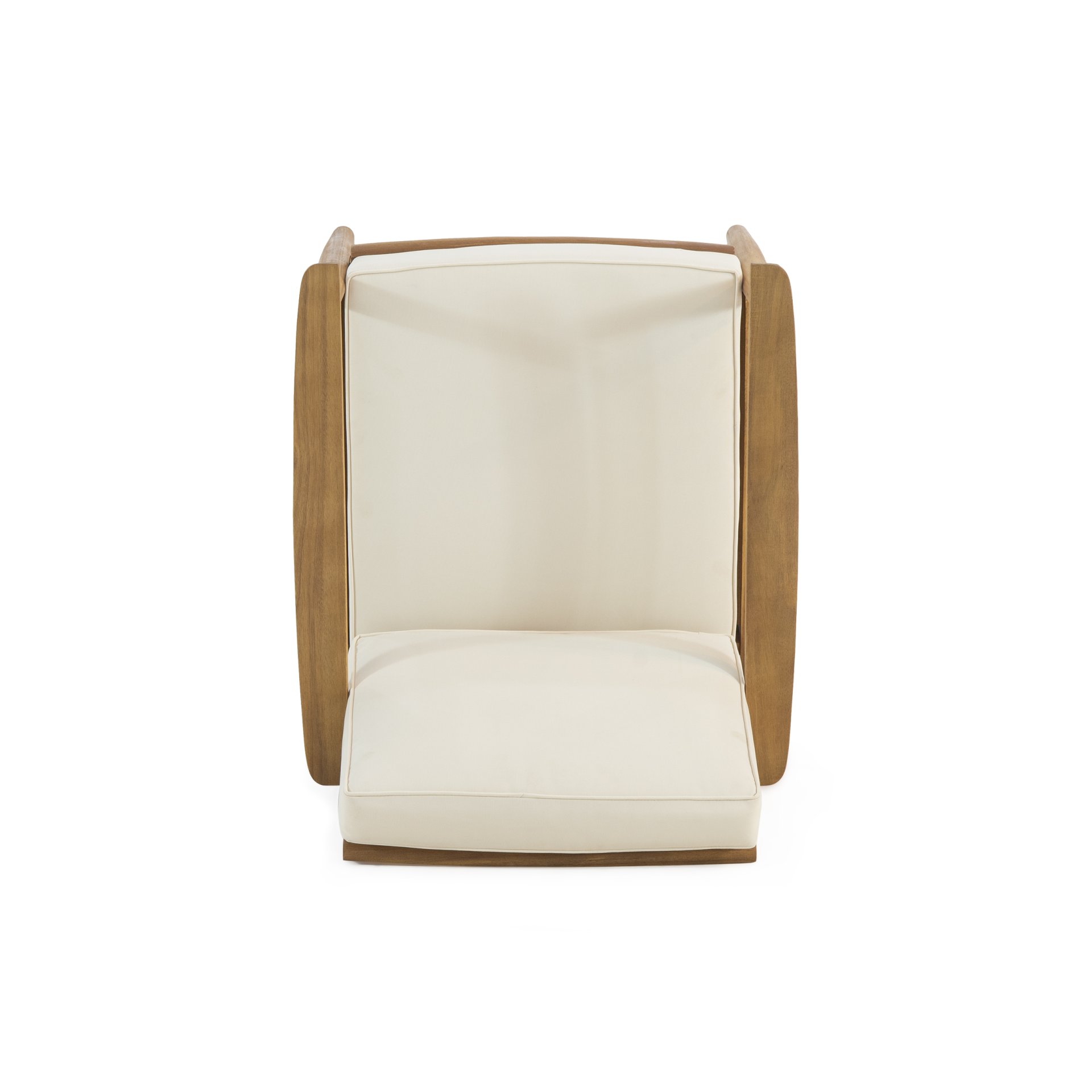 Birdsong - Outdoor Club Chair With Slat Back And Seat Cushion - Beige - Image 7