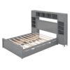Full Size Bed With All In One Cabinet, Shelf And Sockets, Twin Size Trundle - Gray - Image 22