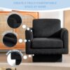 360° Modern Swivel Accent Chair Round Armchair, Thick Padded Single Lounge Sofa Upholstered Comfy - Black - Image 6