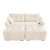 Cozy Plush 2 Seater Sofa Set With Ottomans And Throw Pillows - White - Image 17