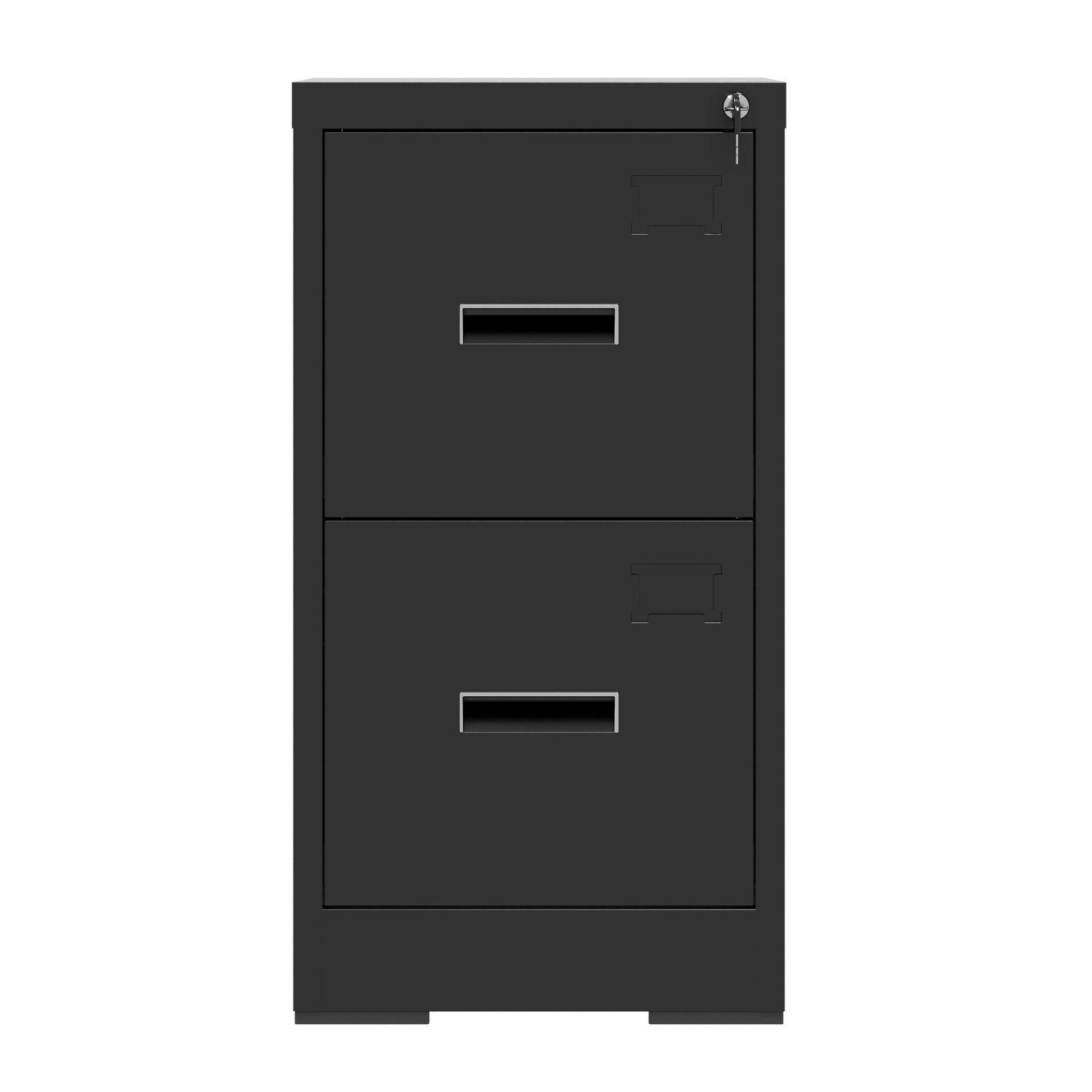Modern 2 Drawer Metal Vertical File Cabinet With Lock And Card Slot For Office And Home Use - Black - Image 8