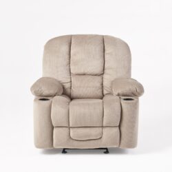 Luxurious Manual Recliner Chair, Skin-Friendly, Dual Cup Holders - Coffee