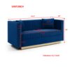 Contemporary Vertical Channel Tufted Sofa Loveseat Modern Upholstered Couch For Living Room With 2 Pillows - Blue - Image 3