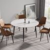 Round Dining Table, Position For 6 People - White / Black - Image 2
