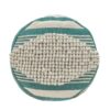 Diamond - Handcrafted Fabric Cylindrical Pouf - White / Teal - Image 4