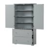 Wide Bathroom Storage Cabinet, Freestanding Storage Cabinet With Two Drawers And Adjustable Shelf, MDF Board With Painted Finish - Gray - Image 14