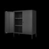 Kitchen Buffet Server Table Accent Sideboard Cupboard Server Buffet Console Table With Doors Cabinet - Black - Image 9