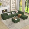 Modern Minimalist Corduroy Single Seat Sofa Comfy Sleeper Couch For Living Room Bedroom - Green - Image 2