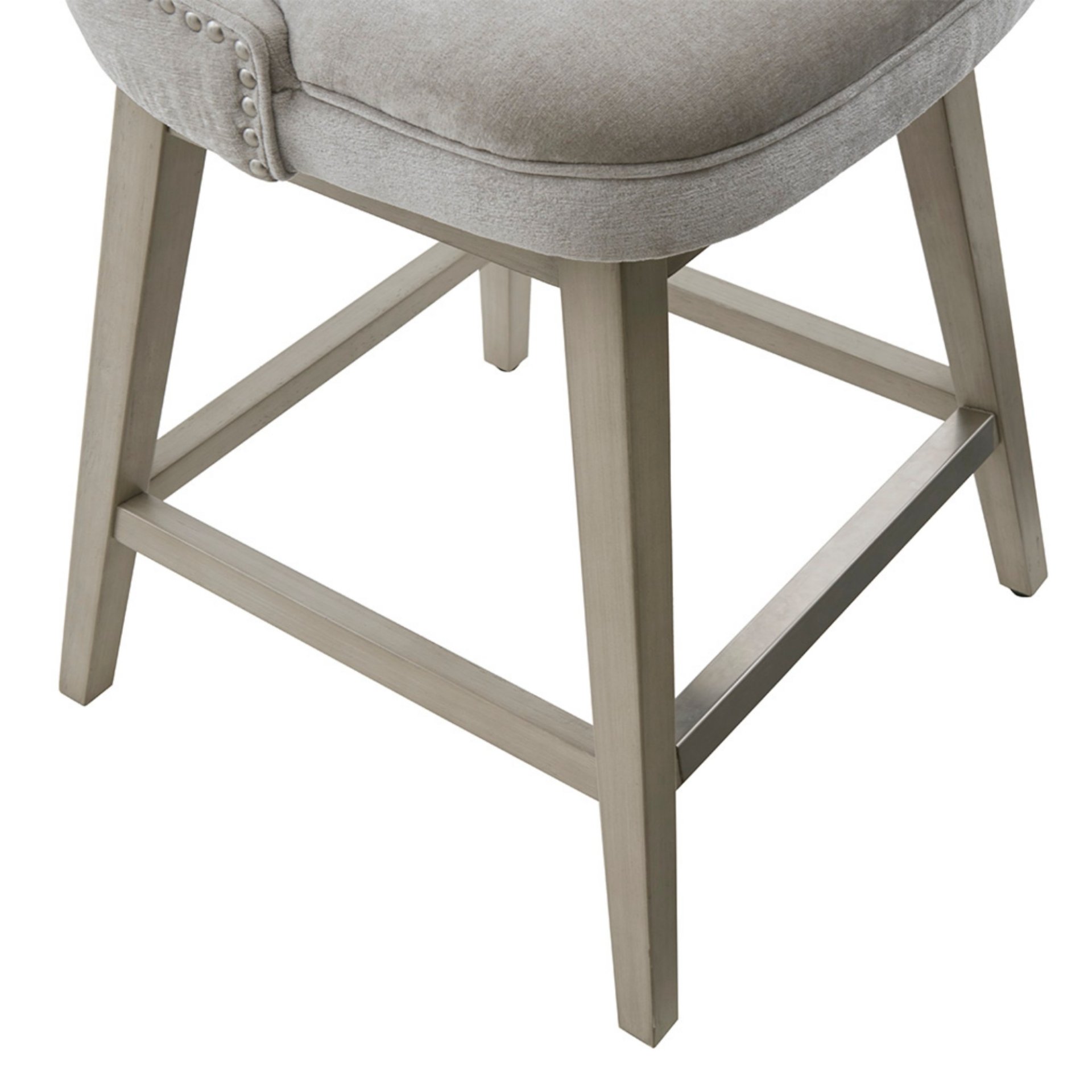 Swivel Counter Stool With Silver Detailing - Light Gray - Image 7