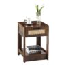 15.75" Rattan End Table With Drawer, Modern Nightstand, Side Table For Living Room, Bedroom - Rustic Brown - Image 8