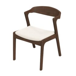 Dakota - Velvet Dining Chair (Set of 2) - Cream White / Dark Brown