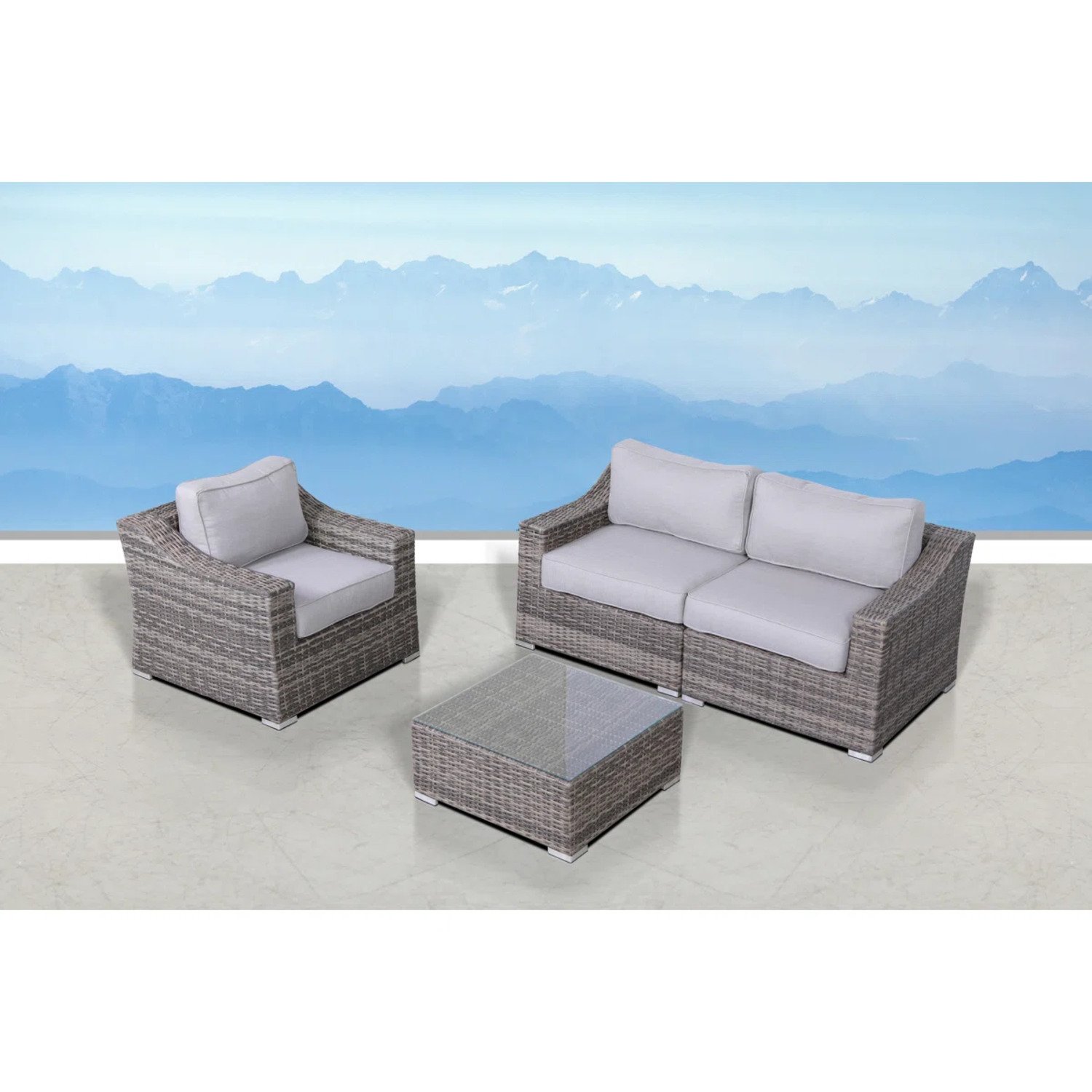 3 Person Seating Set With Cushions - Gray - Image 2