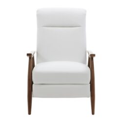 Solaris - Wood Arm Push Back Recliner Comfortable Chair With Accents - White