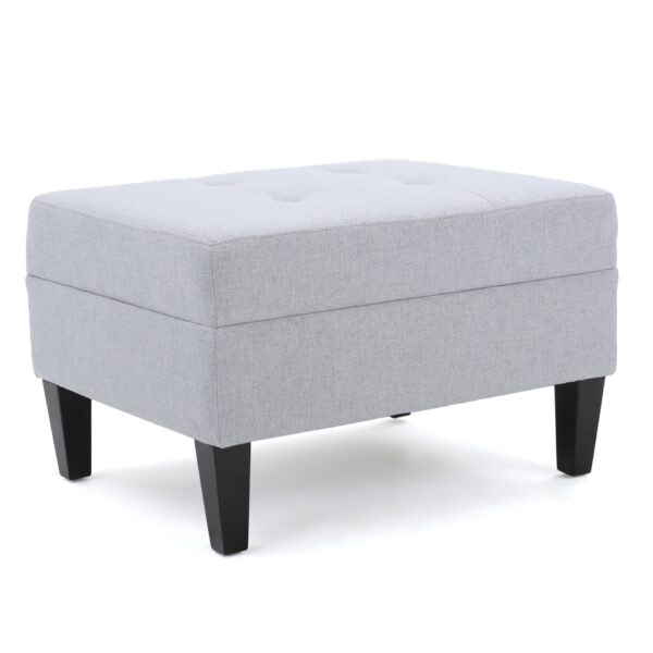 Contemporary Ottoman Footstool With Tufted Upholstery - Light Gray