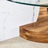 Contemporary Artistic Double Layer Coffee Table Marble And Wood Grain Collision - Transparent / White - Image 18