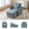 Multifunctional Chenille Recliner With Storage And Phone Bracket For Small Spaces - Lake Blue - Image 4