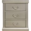 Louis Phillipe - 3 Drawer Nightstand - Silver Champagne - Image 2