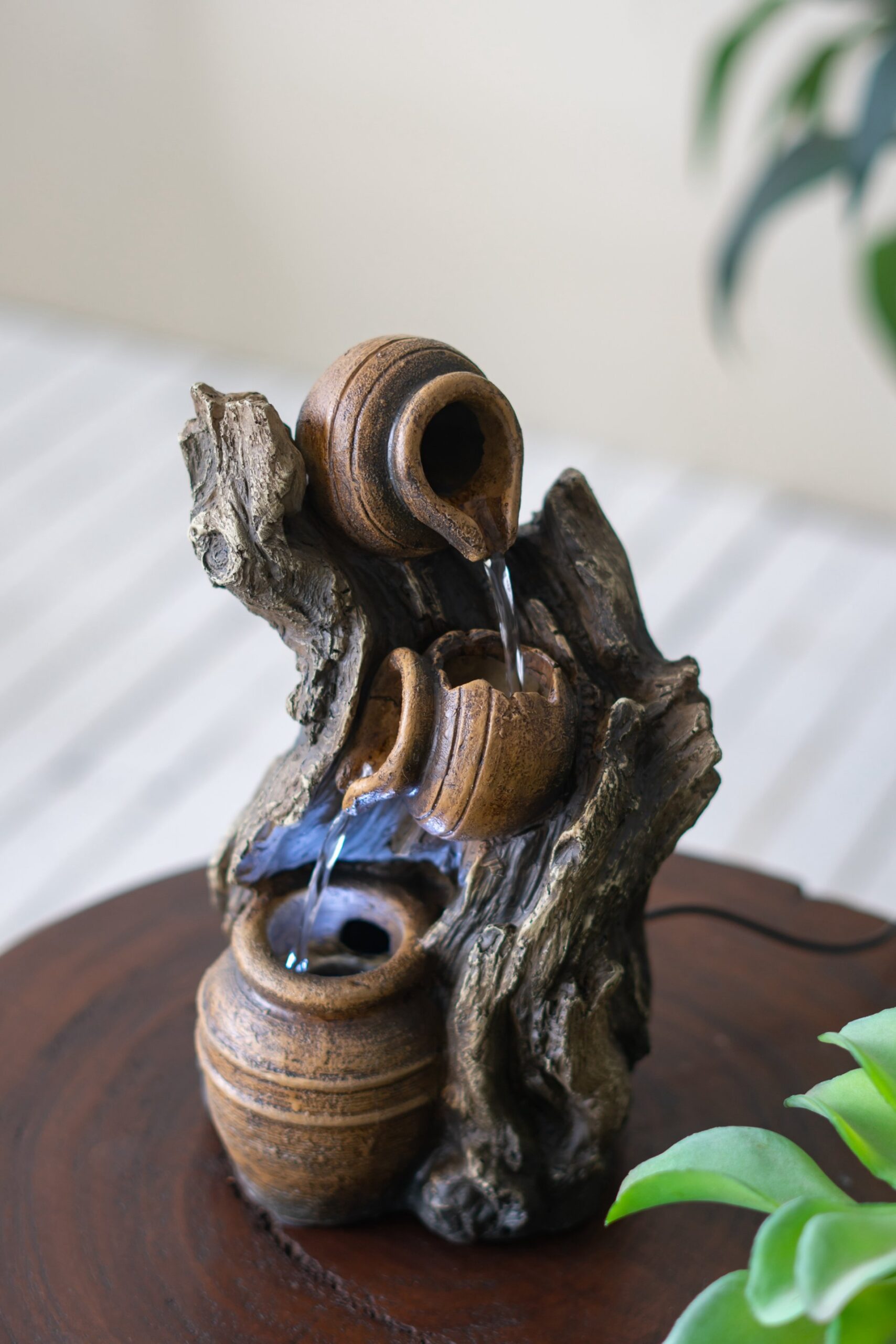 Decorative 3 Tier Water Fountain With Pot Design - Brown - Image 7