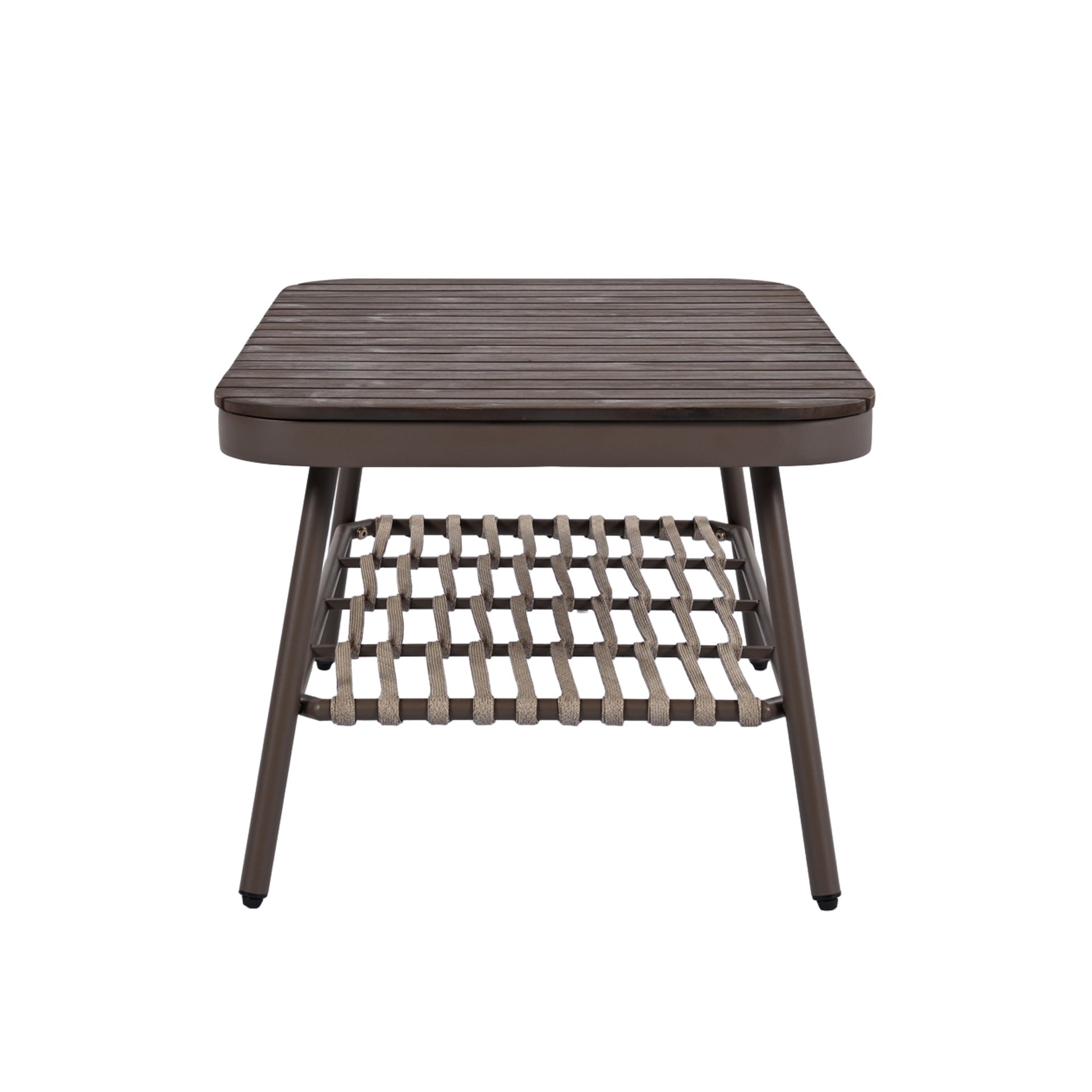 4 Piece Outdoor Patio Furniture Set, Metal Chairs With Woven Rope U Shaped Backrest, Outdoor Conversation Set With Thick Cushions And Coffee Table For Garden, Poolside, Balcony - Brown / Beige - Image 19