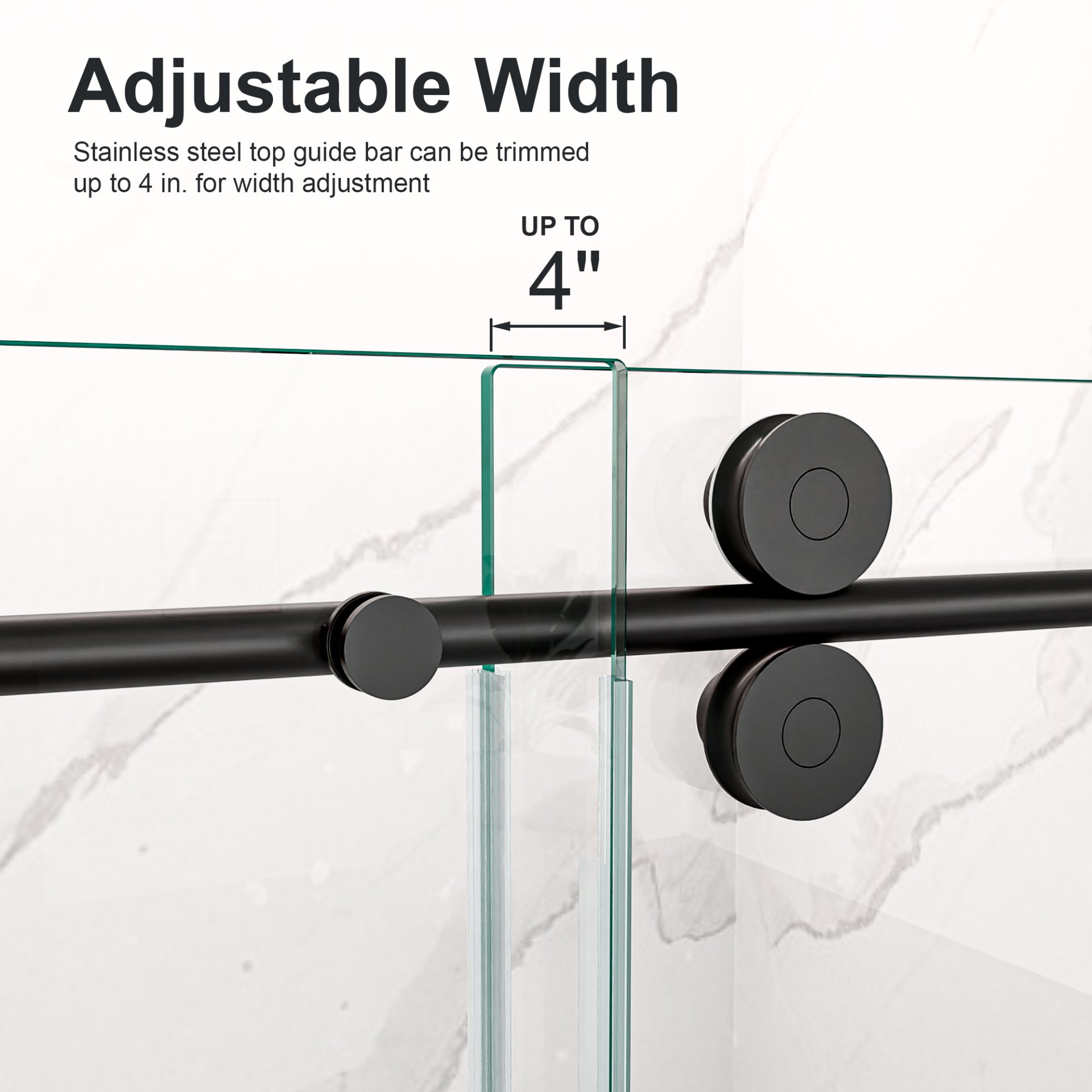 Frameless Single Sliding Shower Door Clear Tempered Glass - Matte Black - Image 7