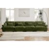 Super Comfort Oversized Modular Velvet Sectional Sofa With Movable Ottoman - Olive Green - Image 4
