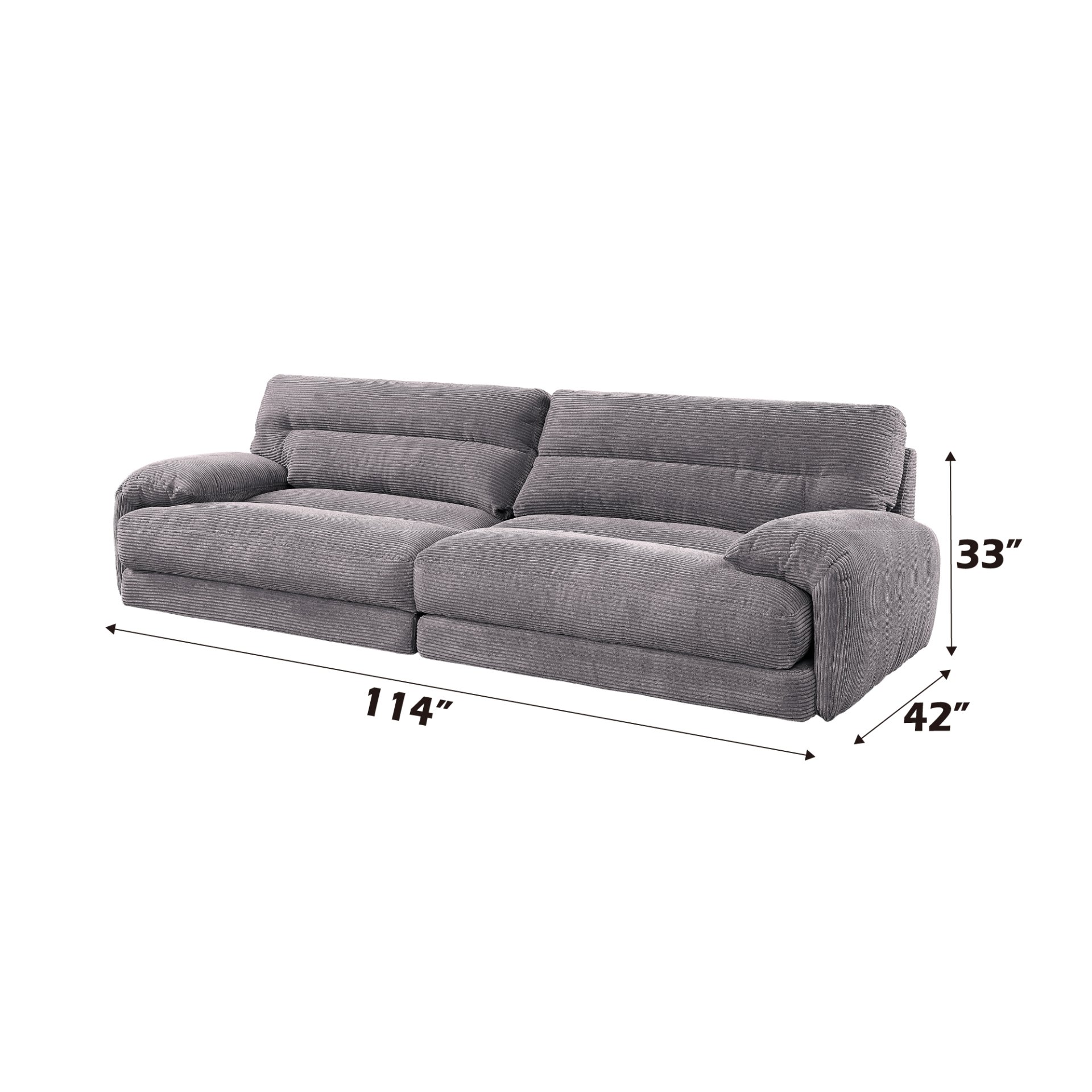 Cadenza - Corduroy 2 Piece Living Room Set - Gray - Image 3
