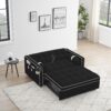 Modern Convertible Sleeper Sofa Couch With Pull Out Bed With Pillows & Side Pockets For Small Space, Living Room - Black - Image 6