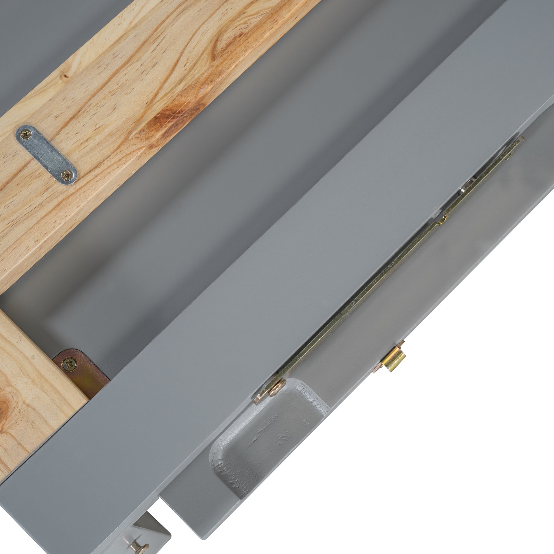 Queen Size Murphy Bed With Iron Legs, Modern Design - Gray - Image 15