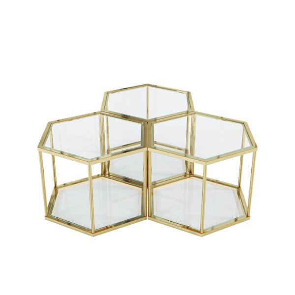 Modern Stainless Steel Frame Living Room Coffee Table With Double Layer Tempered Glass - Gold