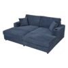 Oversized Loveseat Chaise Lounge Sectional Sofa Bed Corduroy Sleeper Sofa With 2 USB Ports, 2 Cup Holders And 2 Throw Pillows For Living Room And Bedroom - Blue - Image 13