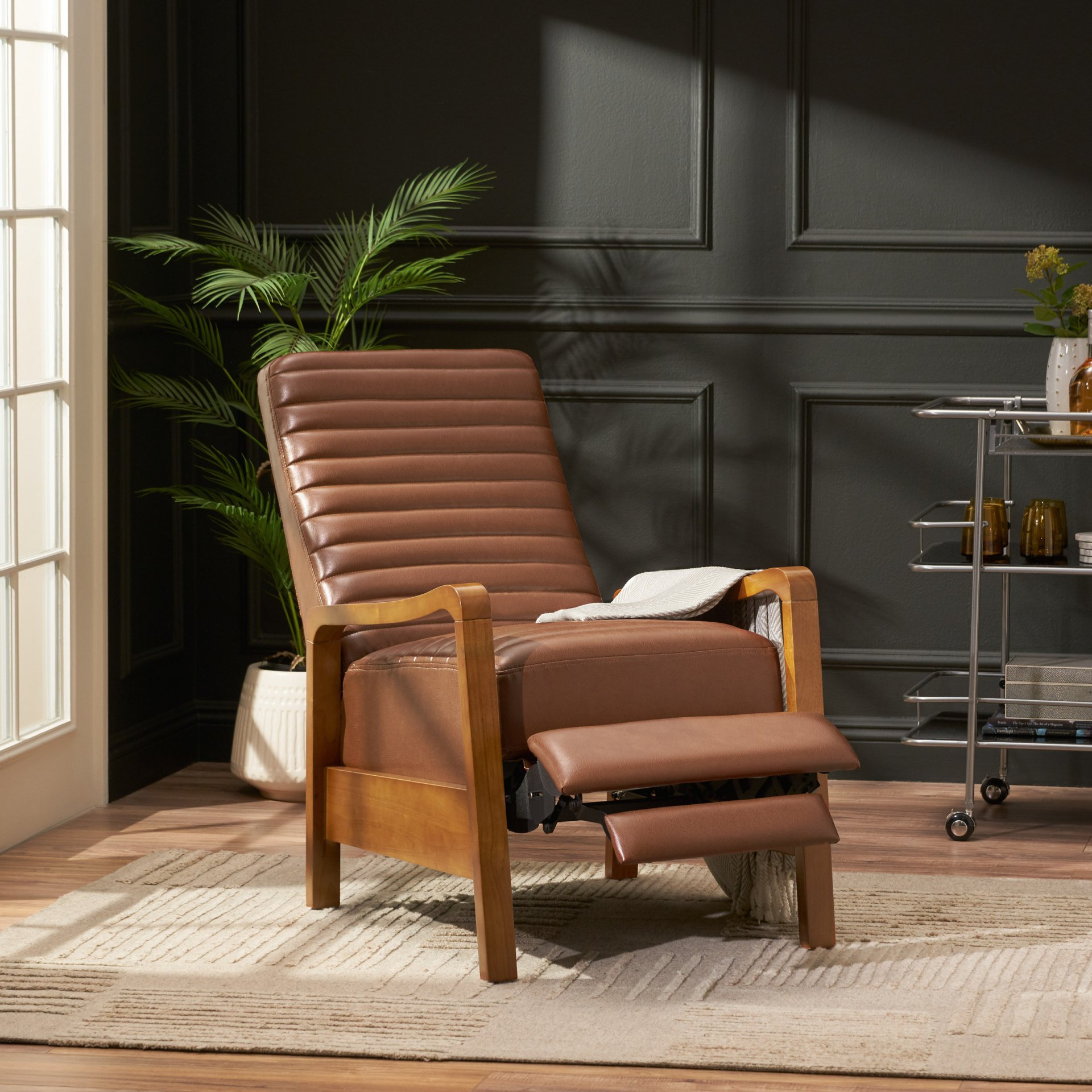 Manual Club Recliner - Light Brown - Image 8