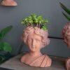 Head Bust Planter, Greek Style Cement Head Planter, Indoor Outdoor Home Garden Decor - Brown - Image 8
