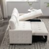 Reversible Sectional Storage Sleeper Sofa Bed, L-Shape 2 Seat Sectional Chaise With Storage, Skin-Feeling Velvet Fabric - Beige - Image 9