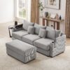 Modern Style 3 - Seater Sofa Sectional Sofa Couch With Storage Space, A Movable Ottoman, Two USB Ports, Two Cup Holders, A Phone Holder For Living Room - Gray - Image 17