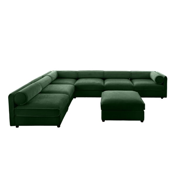 Modern (Set of 6) Modular Sectional Sofa With Storage Soft Cylindrical Design For Living Room - Green