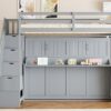 Full Over Full Size Murphy Bed With Hydraulic Lift & Desk Design - Gray - Image 23