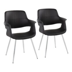 Vintage Flair - Glam / Art Deco Chair (Set of 2) - Chrome / Black