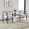 Dining Chairs (Set of 2), Mid-Century Modern Dining Chairs, Kitchen Dining Room Chairs, Round Boucle Backrest Sherpa Dining Chair With Metal Legs - White / Black - Image 8