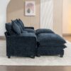 Contemporary Chenille Upholstered Sectional Sofa With Ottomans, USB Ports, Cup Holders & Storage - Blue - Image 15