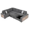 U-Shaped Sectional Sofa Pull-Out Sofa Bed With Two USB Ports, A Storage Chaise Lounge And Four Back Pillows For Living Room - Gray - Image 17