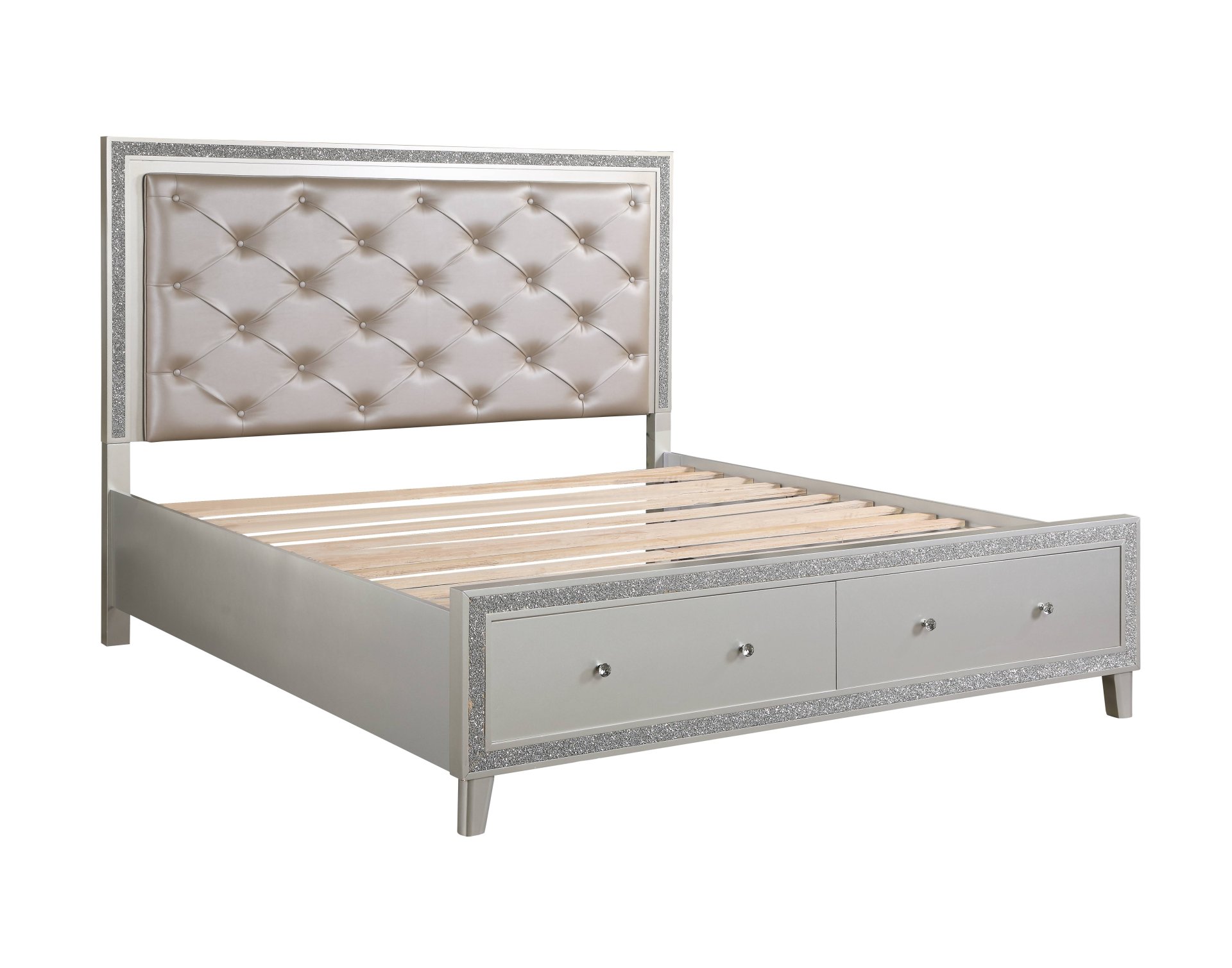 Sliverfluff - California King Bed With LED & Storages - Champagne - Image 3