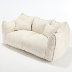 Comfortable Dual Beanbag Chair With High Resilience Foam Core For 2 People - Beige