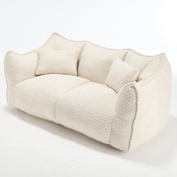 Comfortable Dual Beanbag Chair With High Resilience Foam Core For 2 People - Beige