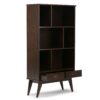 Draper - Mid Century Wide Bookcase And Storage Unit - Medium Auburn Brown - Image 2