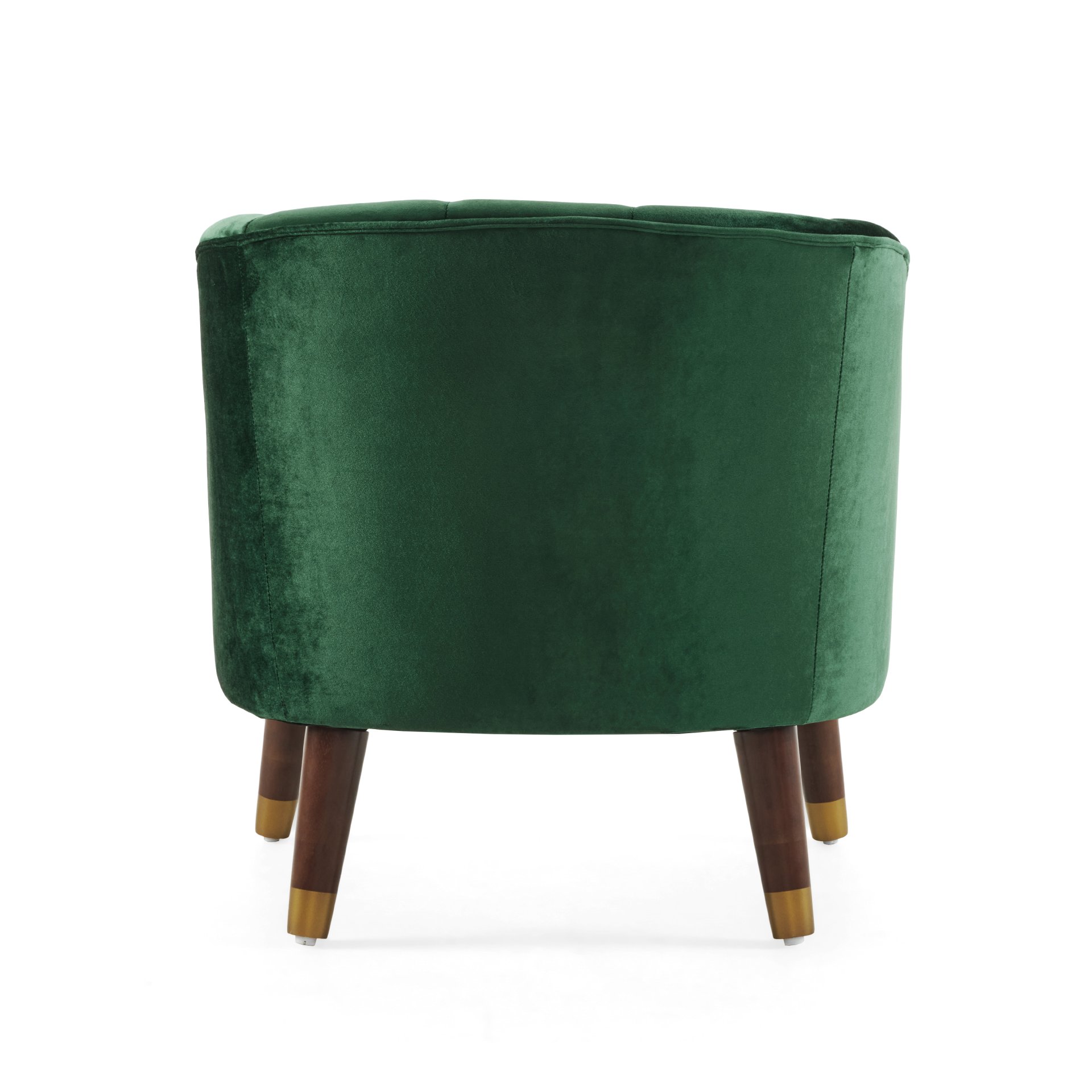 Luxurious Upholstered Barrel Accent Chair With Wooden Legs - Emerald - Image 6
