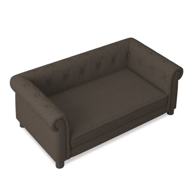 Elegant Rectangular Pet Bed For Small And Medium Dogs, Durable Elevated Dog Sofa Bed, Modern Linen Fabric - Dark Brown