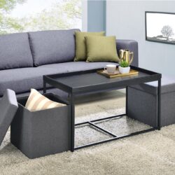 Monty - Wood Grain 3 Piece Coffee Table Set With Raised Edges (Set of 3) - Black