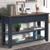 49'' Rectangular Solid 3 Drawer 2 Shelf Console Table - Blue - Image 4