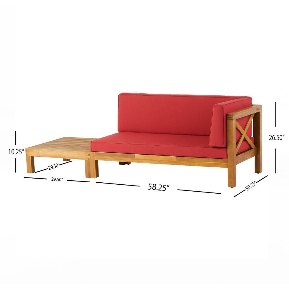 Brava - X Back Corner Bench R With Coffee Table - Red - Image 3