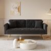 Elegant Sofa Bed With Nail Head Trim And Matching Pillow - Black - Image 2